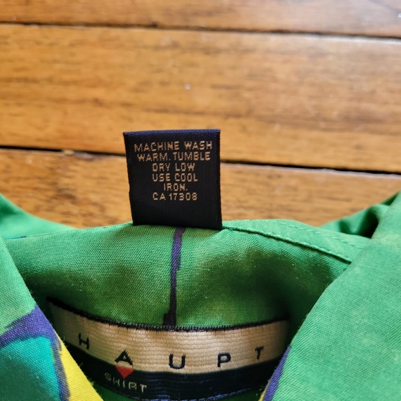 Vtg 80/90s Haupt L Color Block Button Up Collared Shirt - Picture 3 of 4